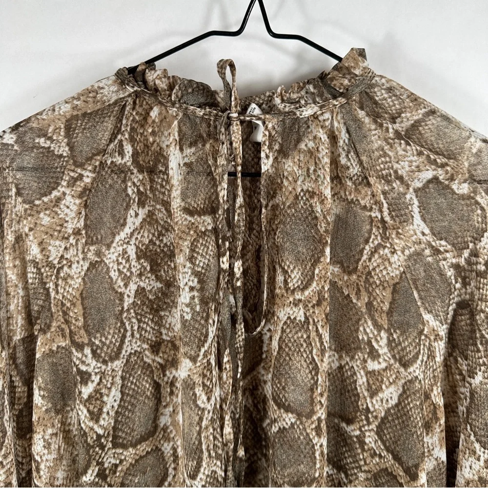 MANGO Women's Snake Print Blouse | Size 4 - Picture 6 of 12